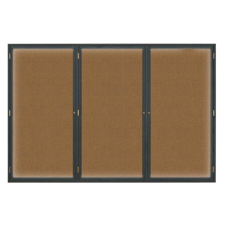 United Visual Products Open Faced Traditional Rounded Corkboard UV640ARC-BRONZE-BLACK